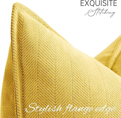 ZWJD Yellow Pillow Covers 12x20 Set of 2 Chenille Throw Pillow Covers - Image 2