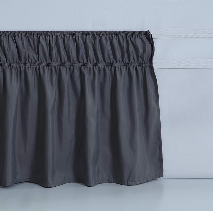 MEILA Wrap Around Bed Skirt Three Fabric Sides Elastic Dust Ruffled 24 Inch - Image 4