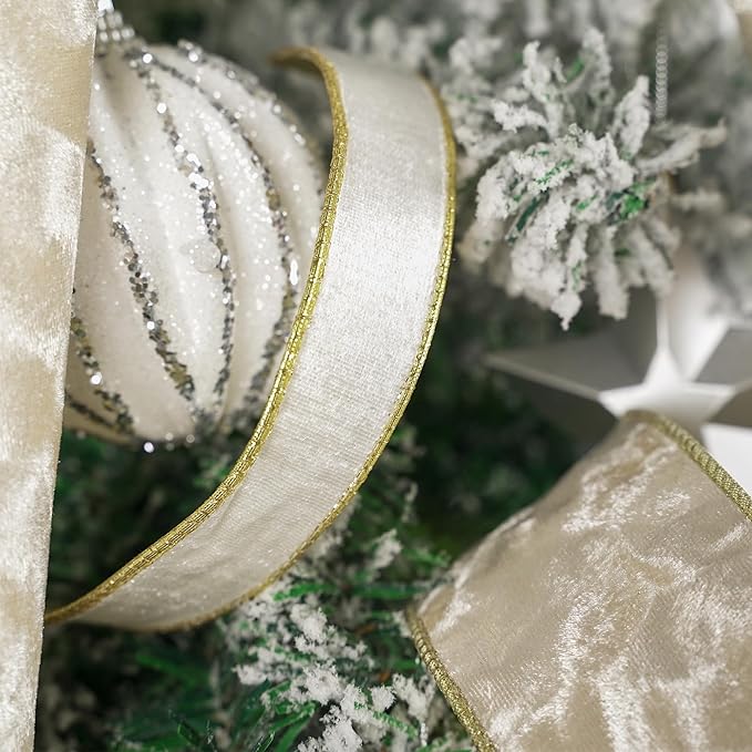 MEEDEE Skinny White Velvet Ribbon - Image 5