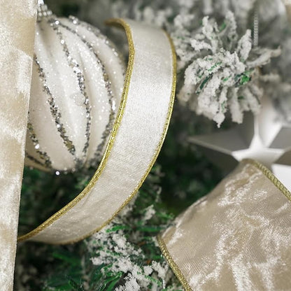 MEEDEE Skinny White Velvet Ribbon - Image 5