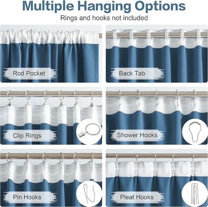 DUALIFE 120 Inch Blackout Curtains 10 ft Length High Ceiling - Image 3