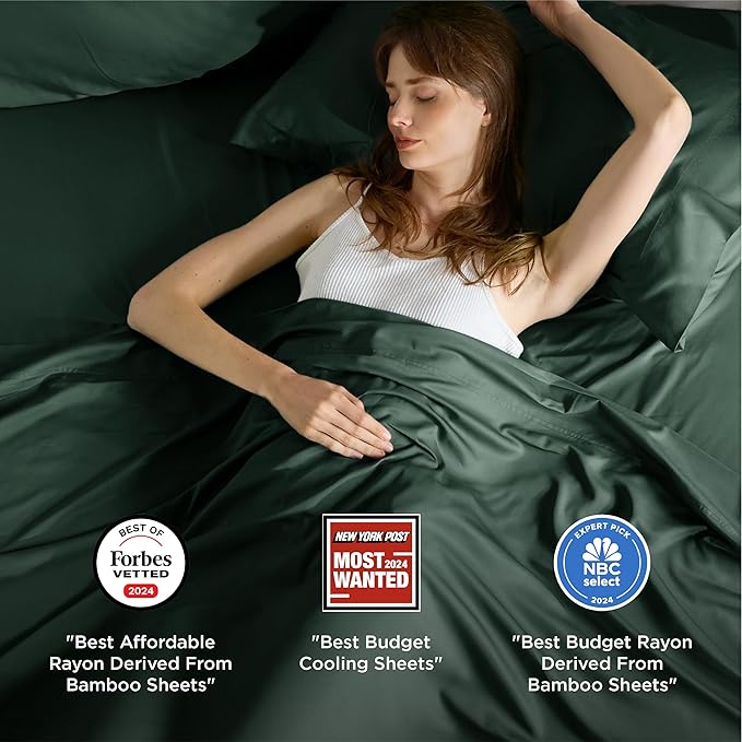 Bedsure Full Size Bed Sheets, Cooling Sheets, Rayon Derived from Bamboo - Image 2