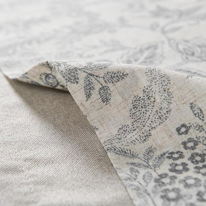 jinchan Linen Valance Curtain Farmhouse Grey Floral Printed Small Window Curtain - Image 9