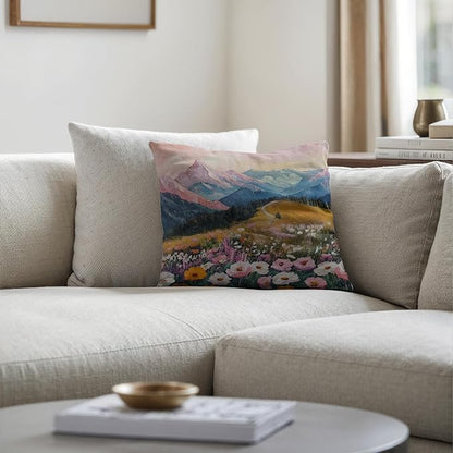 Boho Abstract Wildflower Pillow Covers 18x18，Watercolor Colorful Floral - Image 4