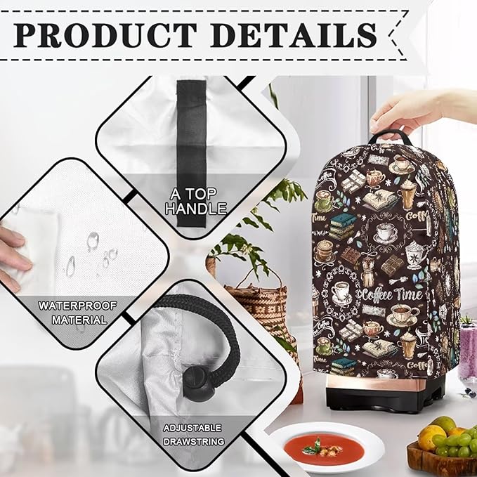 Book Coffee Time Blender Cover Kitchen Coffee Maker Cover Dust Protection Home - Image 4