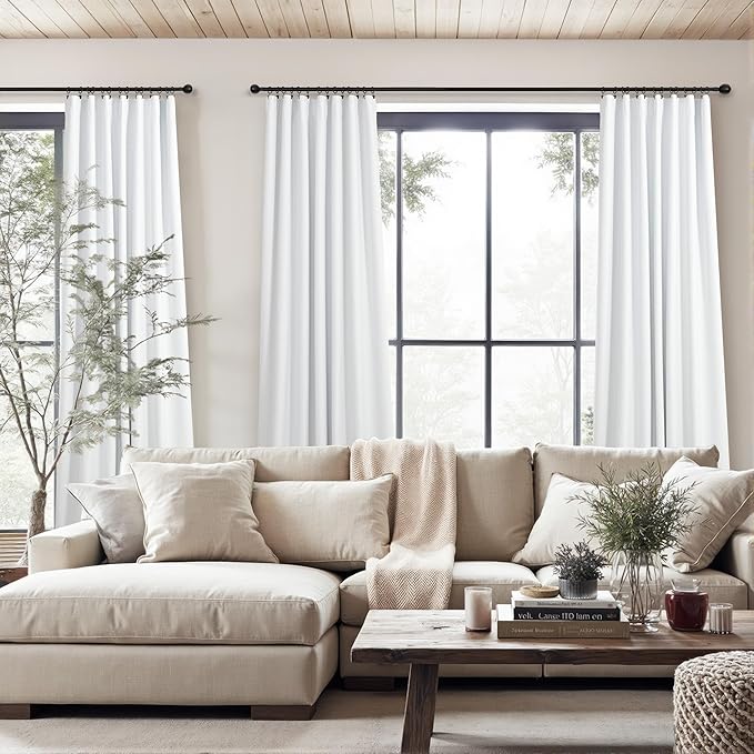 100 Inch Curtains & Drapes Window Coverings Custom Extreme Blackout Linen - Image 2