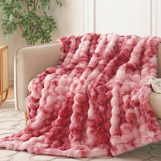 COOVA Faux Fur Throw Blanket for Couch, Cozy Soft and Fuzzy Plush Rabbit Fur by COOVA