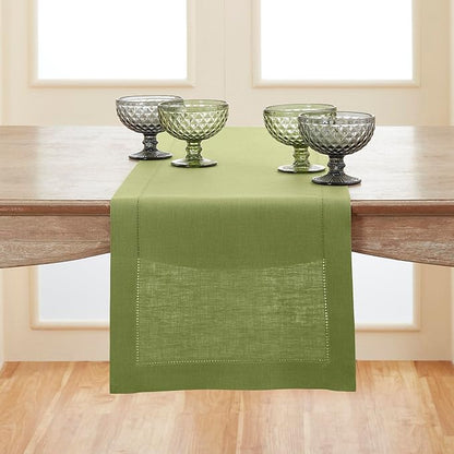 Solino Home Linen Moss Green Table Runner 132 Inches Long by SolinoHome