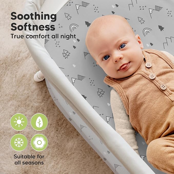 2-pk Waterproof Bassinet Sheets Girls, Cotton - Image 5