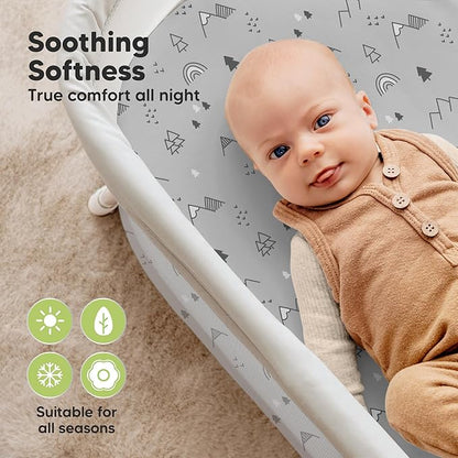 2-pk Waterproof Bassinet Sheets Girls, Cotton - Image 5
