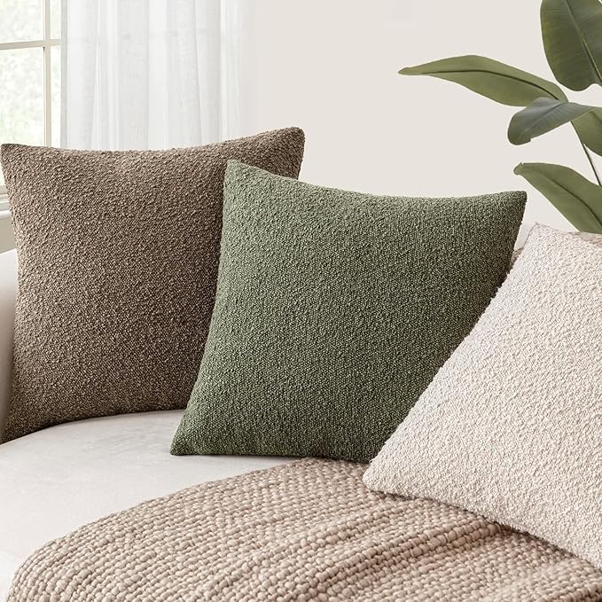 Foindtower Pack of 2, Decorative Textured Boucle Throw Pillow Covers Neutral - Image 5