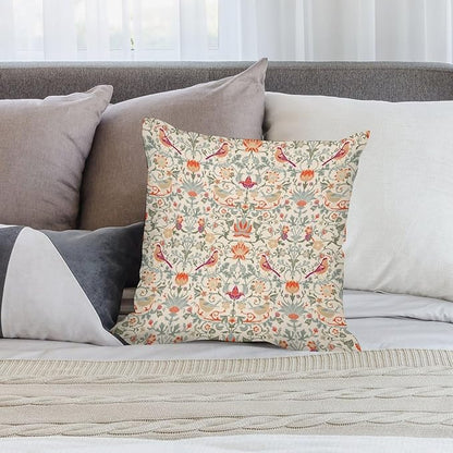 William Morris Floral Original Throw Pillow Covers Boho Chic Retro Floral Bird - Image 4