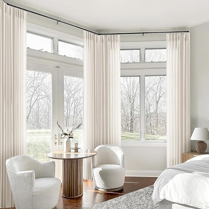 105 Inch Extra Long Curtains Boho Cream Semi Sheer Light Filtering Curtain - Image 9