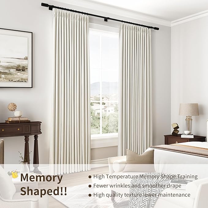 Pinch Pleated 100% Blackout Linen Curtains 90 Inches Long - Image 7