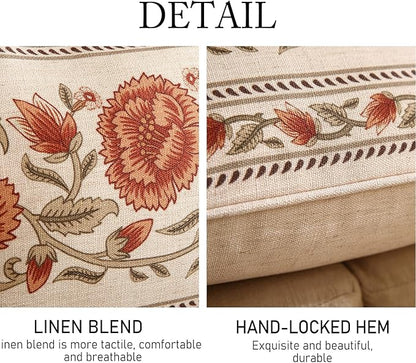 ISAENNE Design Linen Rectangle Vintage Throw Pillow Covers 12"x20", Brick Red - Image 4