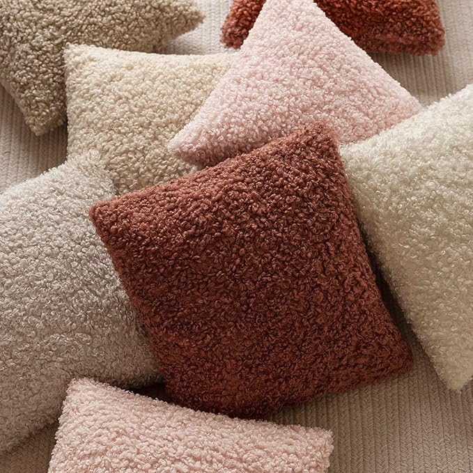 Foindtower Set of 2 Curly Teddy Wool Pillow Covers Decorative Boucle Textured - Image 7