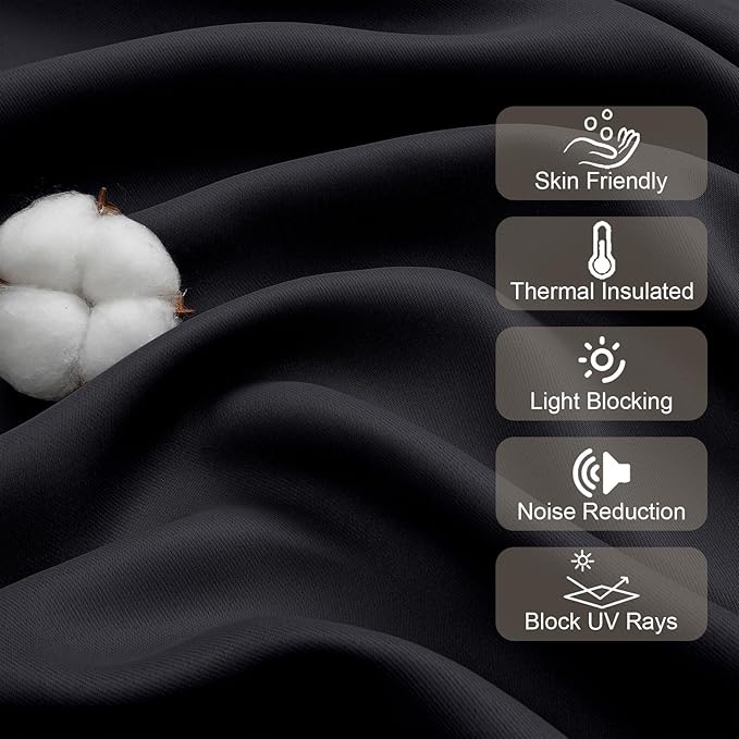 Gwine Black Blackout Curtains 30 Inch Length, Short Kitchen Curtains - Image 4