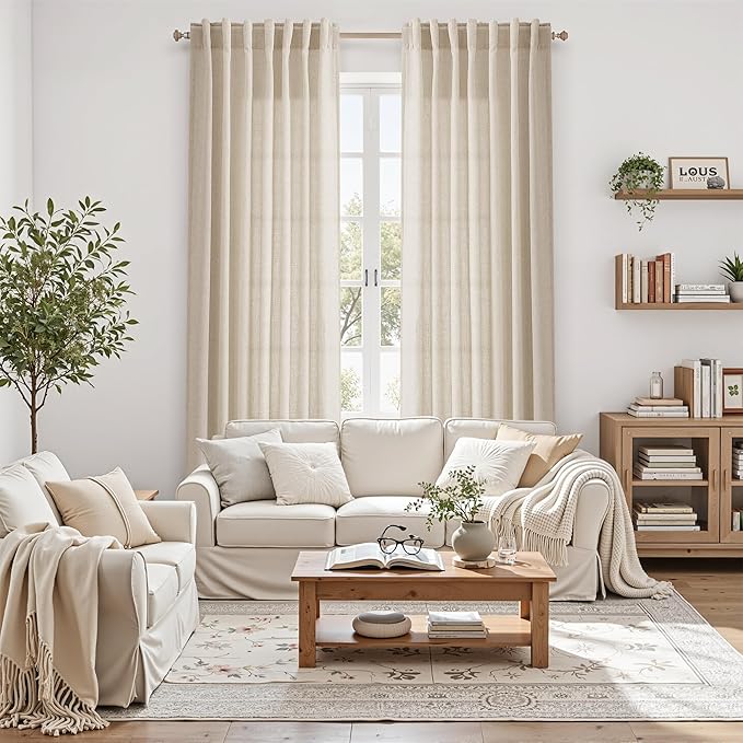 Nanspring Birch Beige Linen Curtains 84 Inches Long - Image 6