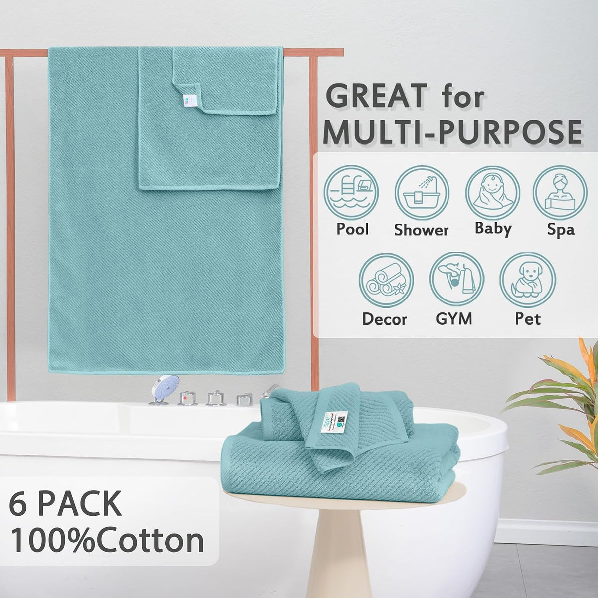 voova & movas towels for bathroom, cotton, luxury, side view