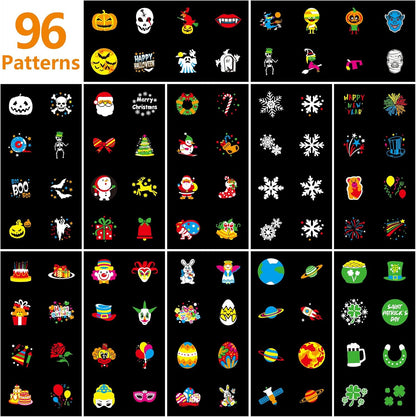 Halloween Projector Lights Outdoor, 8 Images Mode Halloween Lights Projector with 96 Cartoons, Waterproof Holiday Projector with Remote Control and Timer for Halloween Decorations