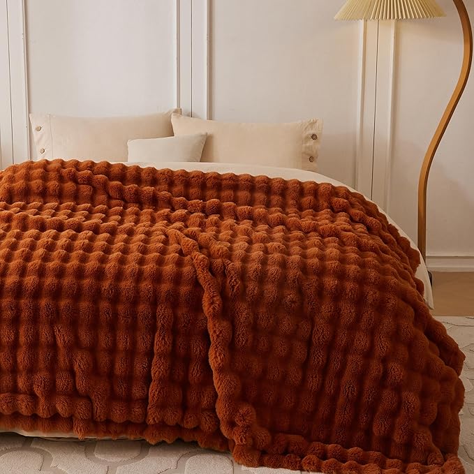 COOVA Faux Fur Throw Blanket for Couch, Cozy Soft and Fuzzy Plush Rabbit Fur - Image 3