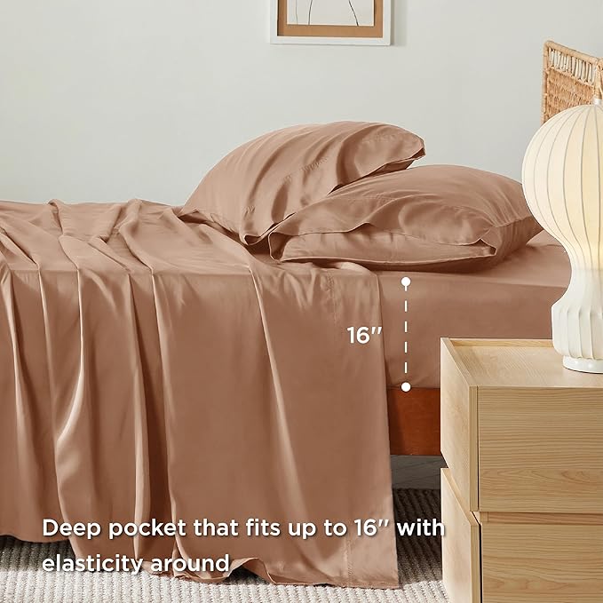 Bedsure Full Size Bed Sheets, Cooling Sheets, Rayon Derived from Bamboo - Image 3