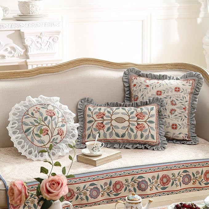 Floral Throw Pillow Covers, Cottage Rustic - Image 3