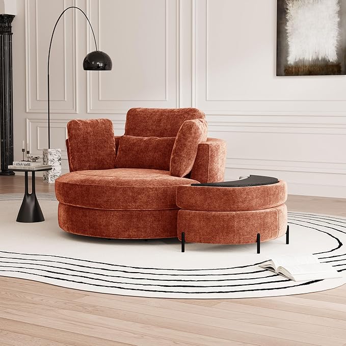 Aoiy & Wifon 50.2'' W Oversized Swivel Barrel Chair - Image 7
