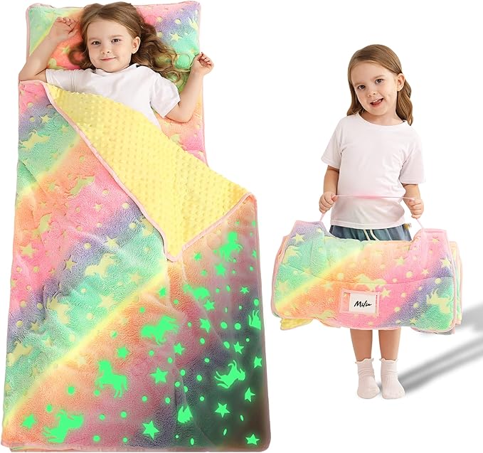 Toddler Nap Mat with Pillow and Blanket, Extra Large Rolled Napping Mats by Unknown