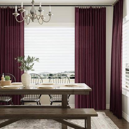 Burgundy Pinch Pleated Linen Curtains 72 Inch Length 2 Panels - Image 7