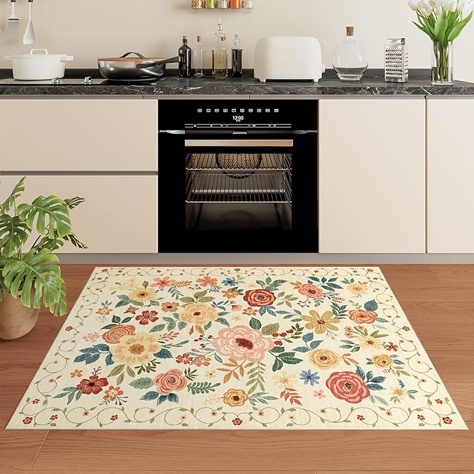 DUKINO 3x5 Area Rug, Floral Rugs - Image 8