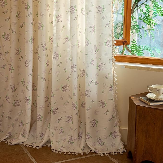 ENJOYBRIDAL Purple Floral 84 Inch Curtains - Image 7