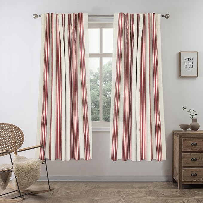 DriftAway Farmhouse Vertical Striped Linen Blend Textured Light Filtering Semi by DriftAway
