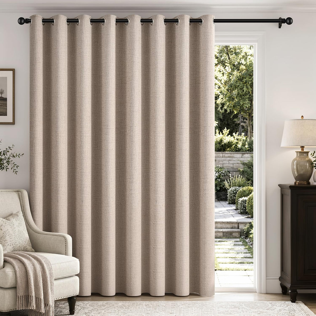 miulee extra wide 100% blackout linen curtains for, main product view