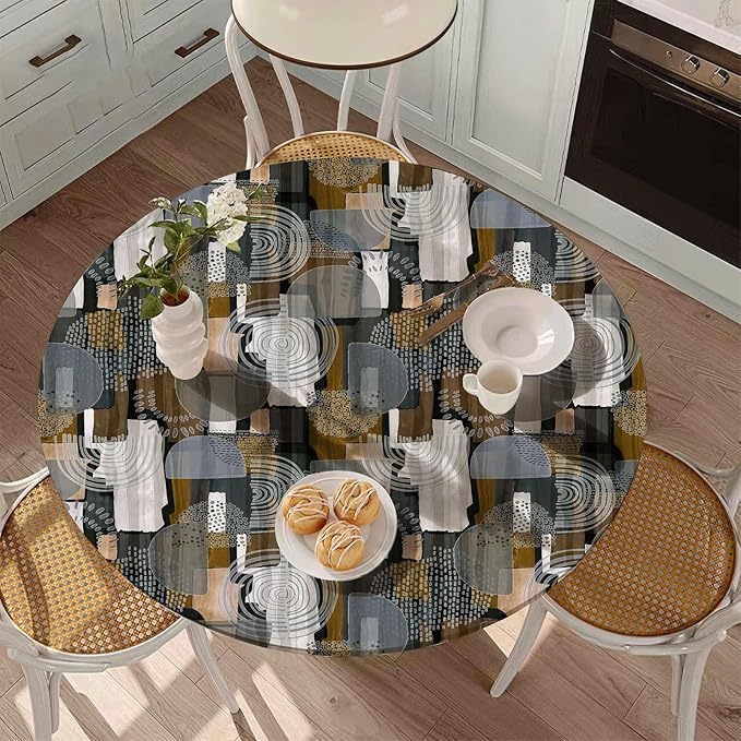 Fitted Round Tablecloth with Elastic Edge – Washable, Wrinkle-Free Table Cover - Image 3