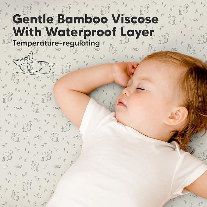 2-Pack Waterproof Pack and Play Sheets, Mini Crib Sheets Fitted - Image 7