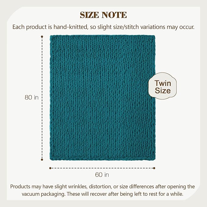 Carriediosa Chunky Knit Throw Blanket 60" X 80" Twin, 100% Hand Made Large - Image 3