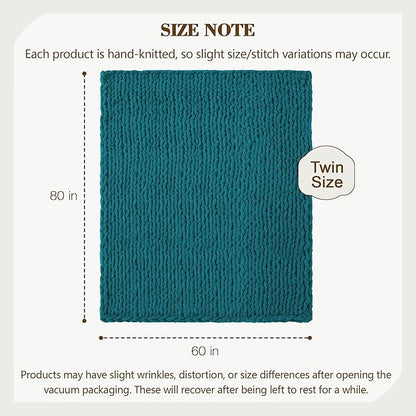 Carriediosa Chunky Knit Throw Blanket 60" X 80" Twin, 100% Hand Made Large - Image 3