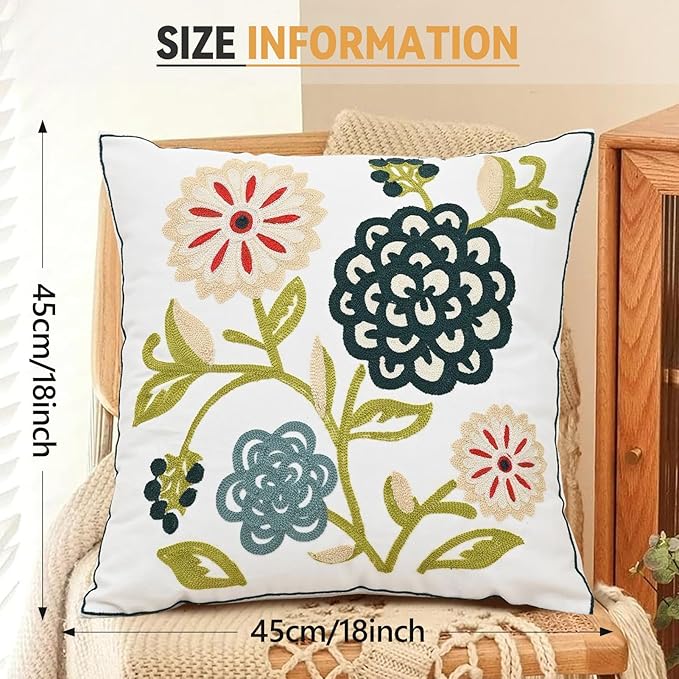 Embroidered Pillow Case Spring Soft Throw Pillow Cover Modern Decorative - Image 6