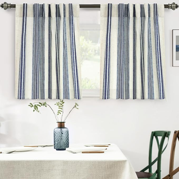 DriftAway Farmhouse Vertical Striped Linen Blend Textured Light Filtering Semi by DriftAway