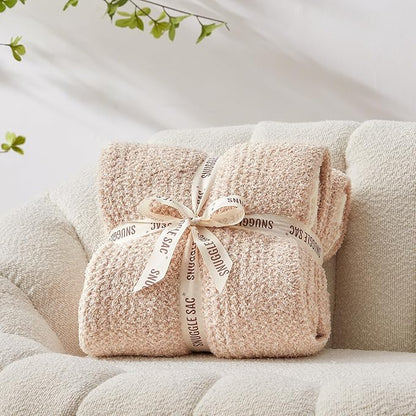 Snuggle Sac Heather Beige Throw Blankets Luxurious Microfiber Fabric, - Image 3