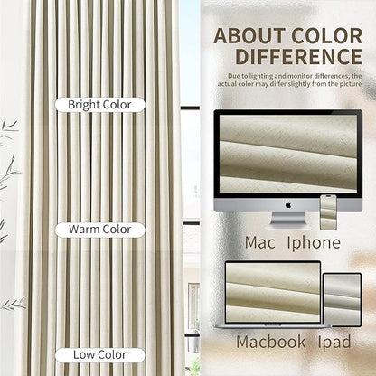 Joywell Pinch Pleated 100% Blackout Linen Curtains 120 Inches Long Energy - Image 8