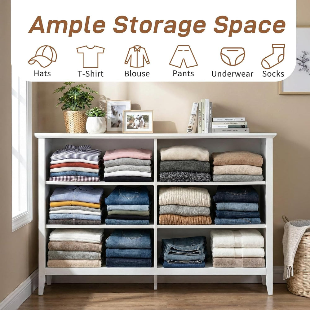 Karl home White Farmhouse 6 Drawers Tall Dresser, Bedroom Storage Chest