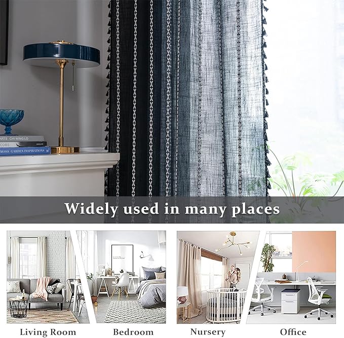 ColorBird Black Curtains Boho Drapes 84 Inches Long - Image 5