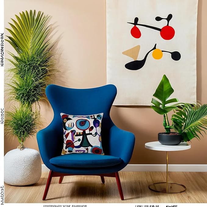 Picasso Inspired Decorative Pillow Cover Hand Embroidered Abstract Toss Pillows - Image 4