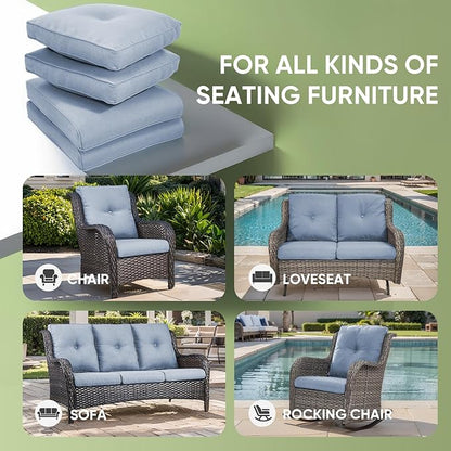 Outdoor Chair Cushion Set of 3, Waterproof Outdoor Seat Cushions 25x22 - Image 2
