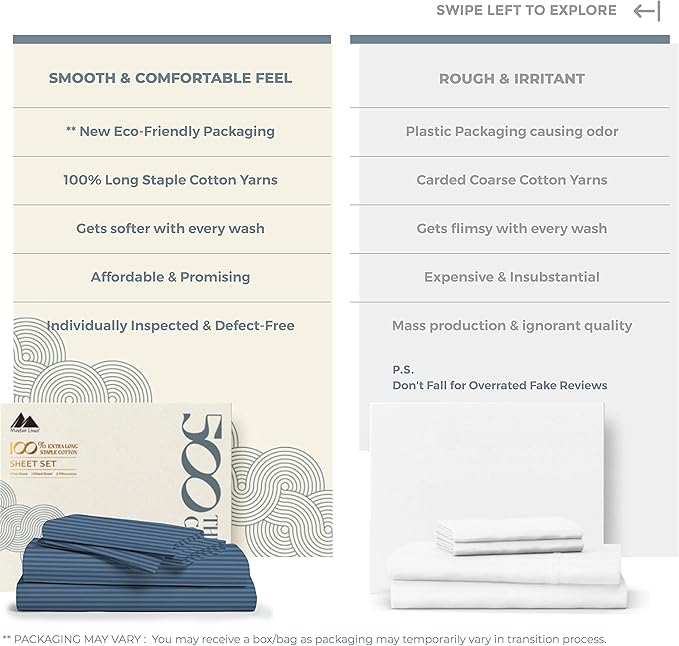 Mayfair Linen 100% Cotton Striped Sheets Full Size Bed Set - Image 2