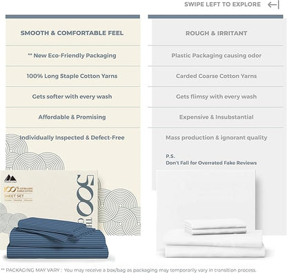 Mayfair Linen 100% Cotton Striped Sheets California King Size Bed Set - Image 2