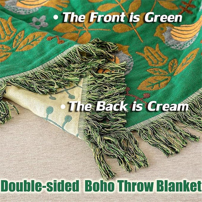 Green Fall Blanket 60''x 80'' Boho Throw Blankets - Image 7