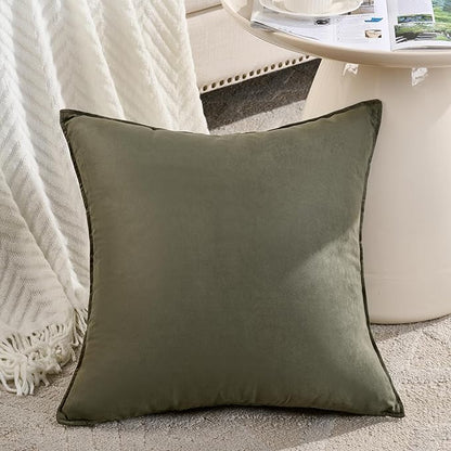 Fancy Homi 2 Packs Olive Green Decorative Throw Pillow Covers 18x18 inch - Image 2